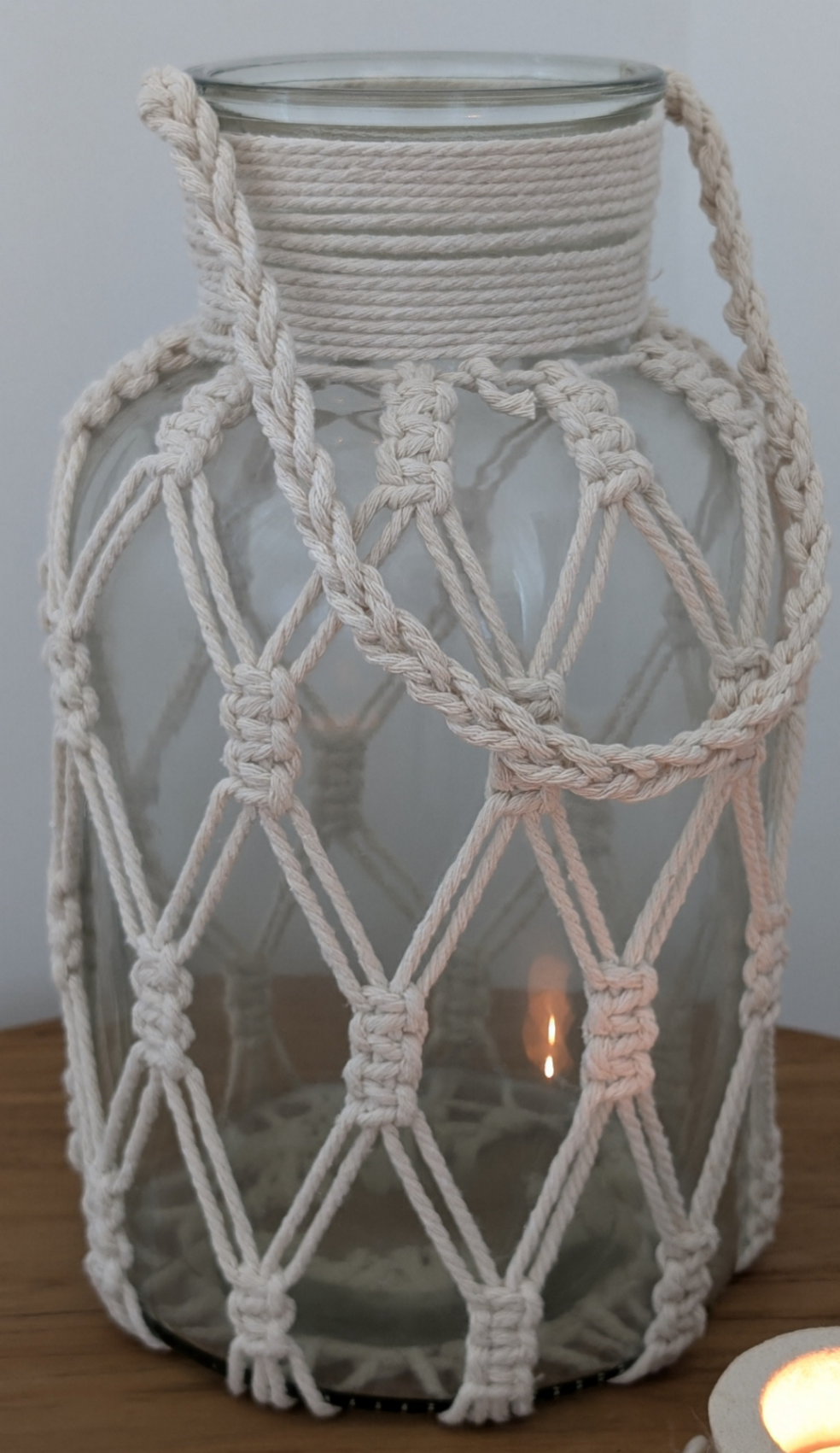 Vaas Wit Stof Glas Macramé