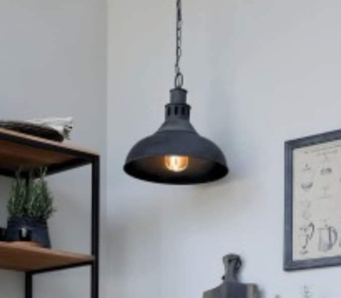 Industriële hanglamp H32,5/D36cm antiek zwart