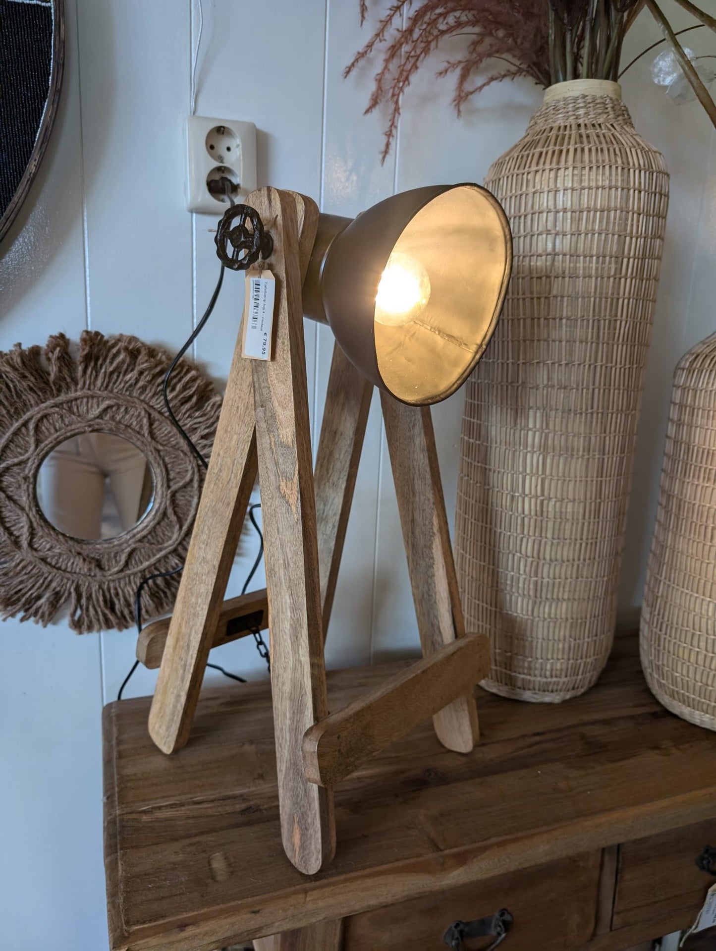 Tafellamp hout - metaal