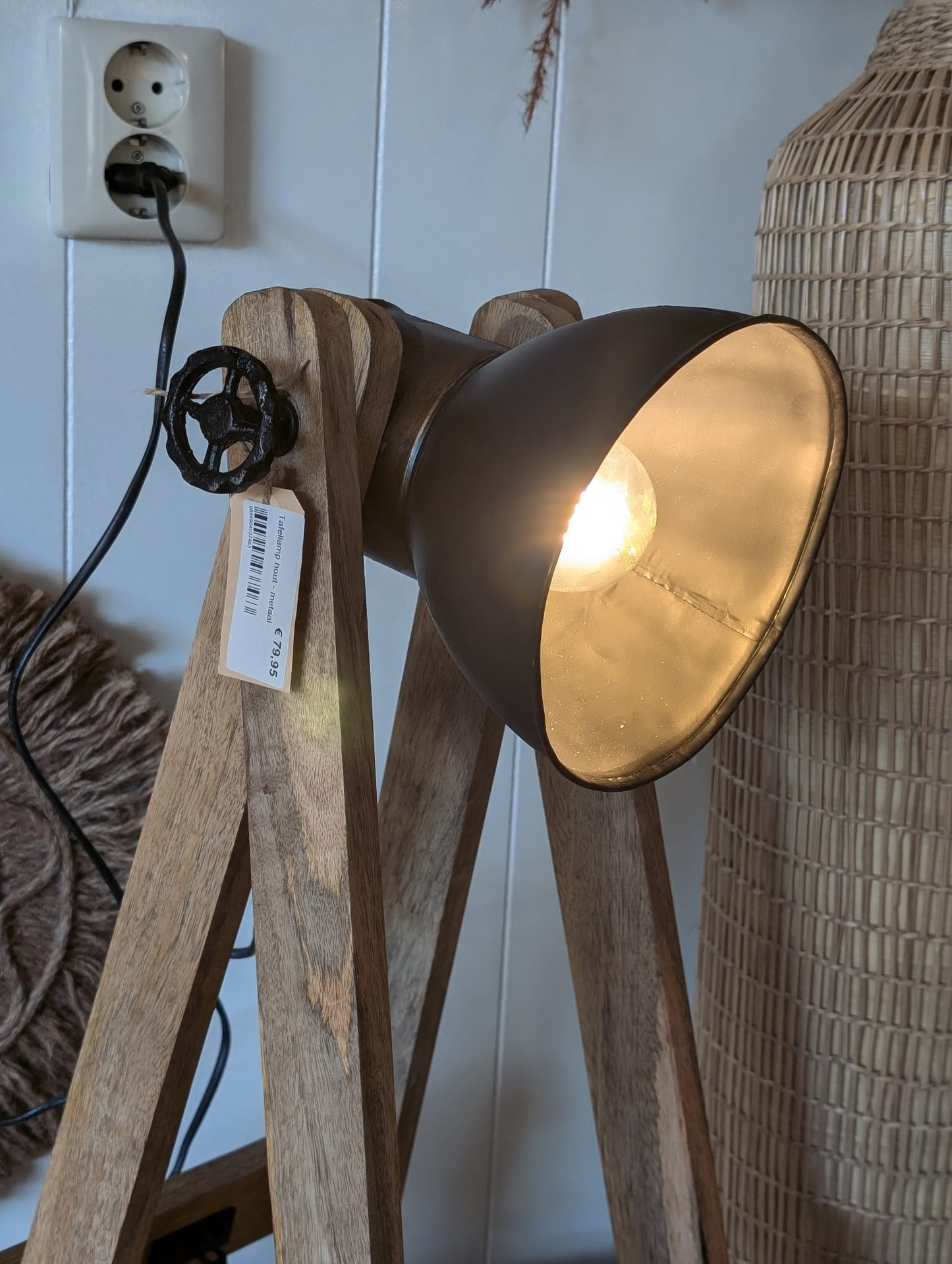 Tafellamp hout - metaal