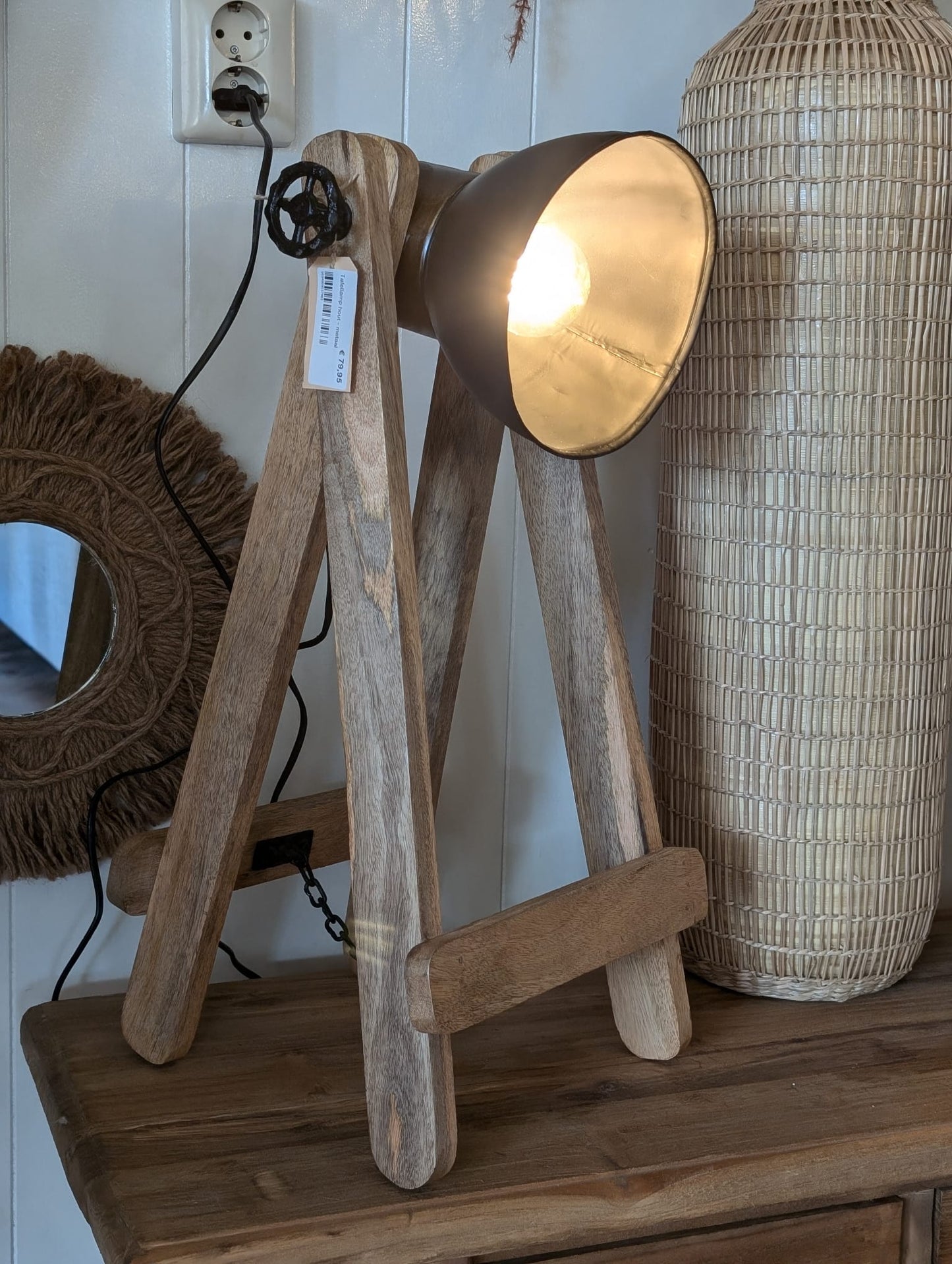 Tafellamp hout - metaal