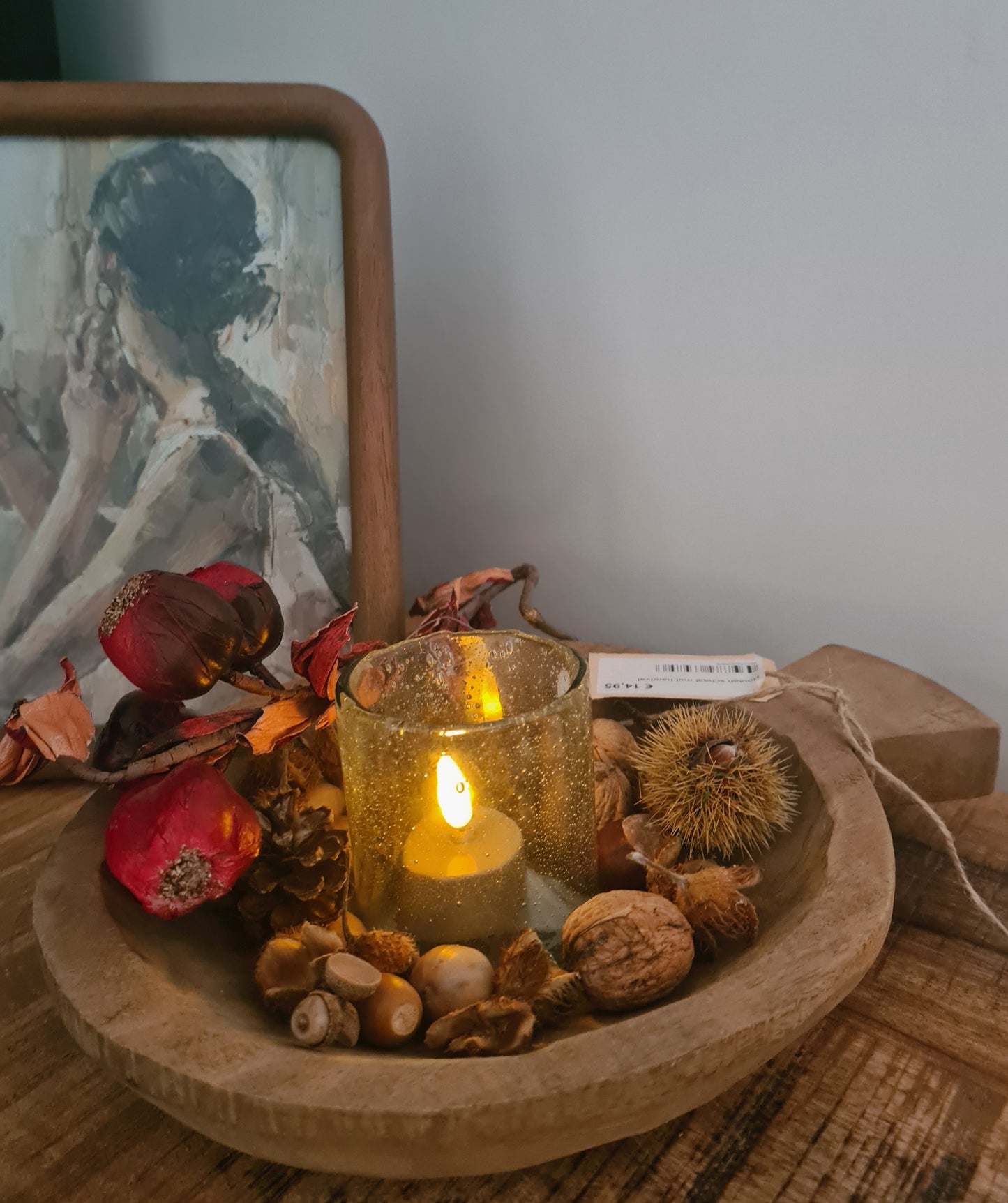 Houten schaal met handvat