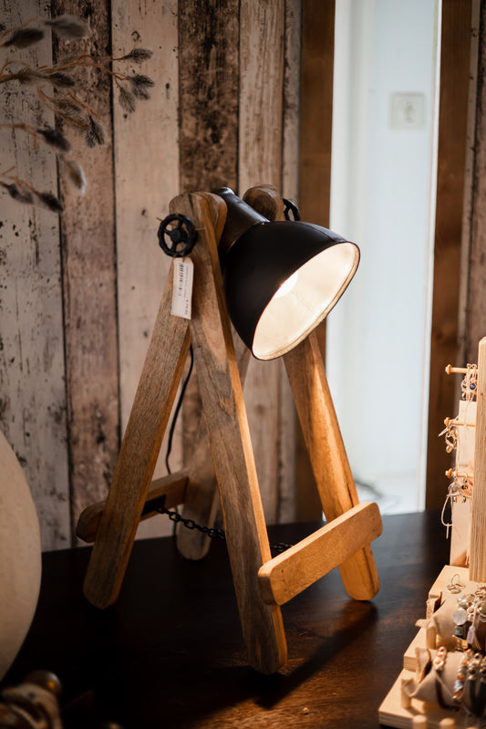 Tafellamp hout - metaal