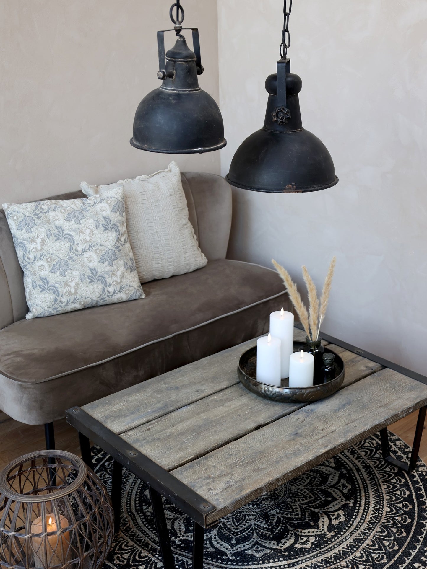 Industriële hanglamp H40/D32 cm antiek zwart