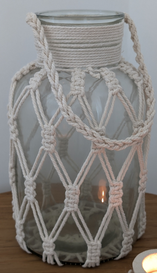 Vaas Wit Stof Glas Macramé