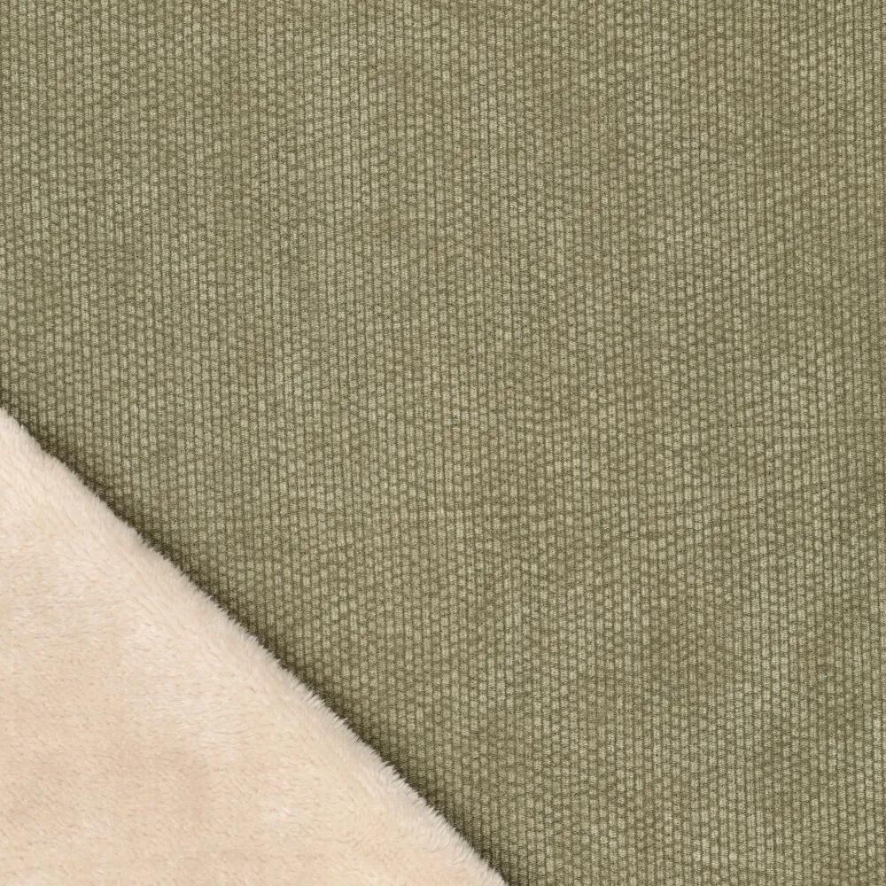 QOSS driepuntsjaal teddy mosgroen/creme