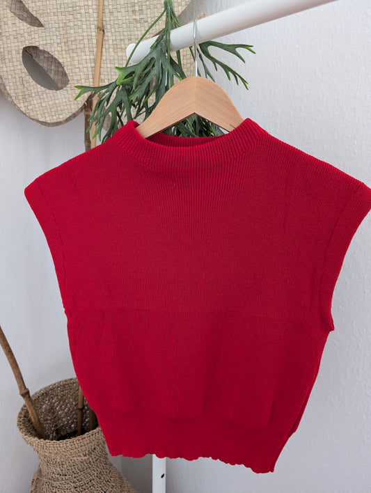 Top mouwloos Rood